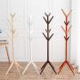Simonshop Wood Coat Rack Hat Jacket Hanger Tree Bedroom Hall Clothes Freestanding with 8 Hooks (White)