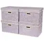 4 Pack Large Foldable Storage Boxes with Lids, Fabric Storage Cube Organizer Cloth Containers Linen Bins Baskets for Closet Clothes Clothing Nursery Kids Room Toys Baby Products Bed Room