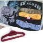 Home 10pcs Plastic Flocking Clothes Hangers with Rail Clothing Organizer