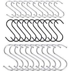 Emual 30 Pack S Hooks Heavy Duty S Shaped Hooks S Shape Hangers for Kitchen,Bathroom, Bedroom and Office
