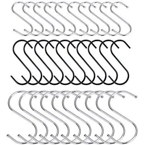Emual 30 Pack S Hooks Heavy Duty S Shaped Hooks S Shape Hangers for Kitchen,Bathroom, Bedroom and Office