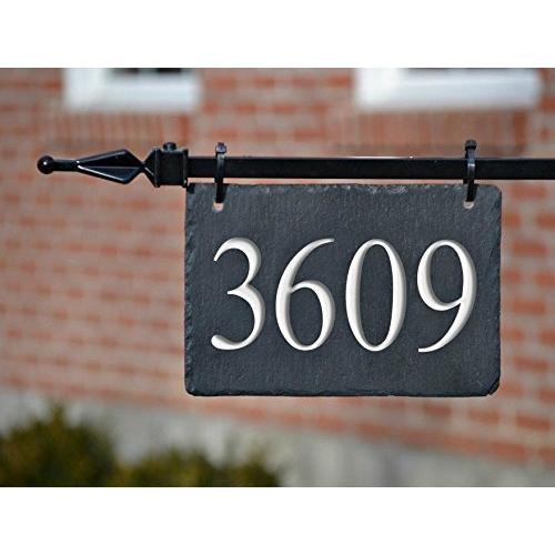 HANGING HOUSE NUMBERS CARVED SLATE/Stone Address Plaque Marker Lampost Lamppost Mailbox #3H