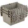 One Stop Shop Plastic Storage Bin Totes Container - High Density Polyethylene Plastic, Premium Attached Lid Distribution Containers, Shipping Hinged Lid, 21-7/8 x 15-1/4 x 12-7/8, Gray