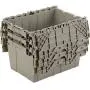One Stop Shop Plastic Storage Bin Totes Container - High Density Polyethylene Plastic, Premium Attached Lid Distribution Containers, Shipping Hinged Lid, 21-7/8 x 15-1/4 x 12-7/8, Gray