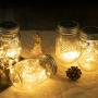 Moonflor Solar Mason Jar Lights Hanging Lights (Mason Jar & Hanger Included), 4 Pack 30 Led Starry Fairy String Hanging Jar Lights for Outdoor Patio Party Wedding Decor Lights, Warm White