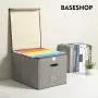 Collapsible File Boxes with Lid [2-Pack] Decorative Documents Storage Organizer with Linen Filing, Home Office Bin, Letter Size Legal Size, Gray