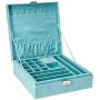 KLOUD City Two-Layer lint Jewelry Boxes Organizer Display Storage case with Lock (Blue)