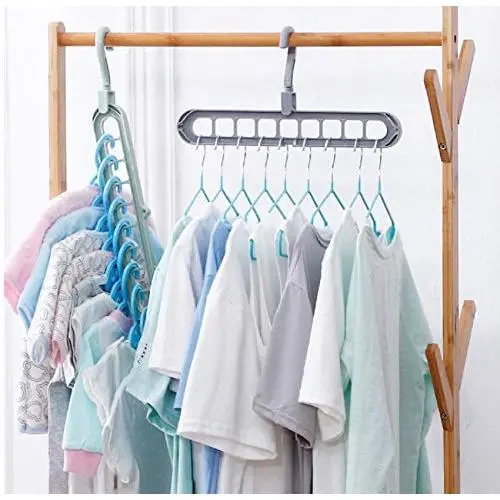 10pcs Random Color Multi-Port Support Circle Clothes Hanger Clothes Drying Rack Multifunction Space Saving Hanger Magic Clothes Hanger