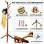 WALTSOM Coat Racks Free Standing, Wooden Coat Hat Tree with 8 Hooks, Hallway Entryway Clothes Hanger Hook Stand for Coat, Scarves, Handbags, Umbrella, NO Tools Required, Solid Wood (Caramel)