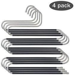 Non-Slip Pants Hangers Rack for Closet Organization Stainless Steel S-Shape 5 Layer Clothes Hangers for Space Saving Storage(Pack of 1/2/4/)