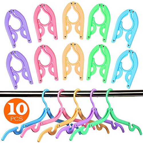 HEROOFAM 10PCS Travel Hangers, Portable Folding Clothes Hangers Drying Rack for Travel Home,Non-Slip,Travel Accessories