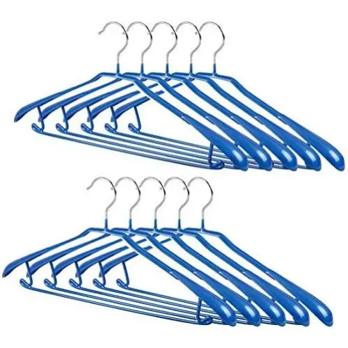 Fcoson Velvet Hangers 10 Pack Plastic No-Slip Ultra Thin Suit Clothes Hangers Space Saving Laundry Holder Blue