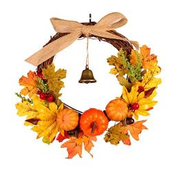 Halloween Wreath Pumpkin Harvest Silk Fall Front Door Wreath Beautiful White Gift Boxes Included Fall Wreath For Front Door With Autumn Harvest Maple Leaf And Berries Fall Door Wreath,Wreath Hanger