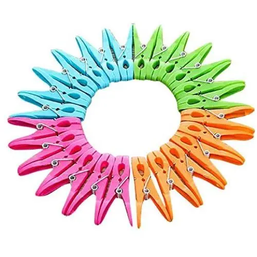 24Pcs Random Color Laundry Clothes Pins Hanging Pegs Clips Plastic cabides Hangers Racks Clothespins Kitchen Quality Hangers for Clothes