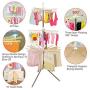 Hershii Foldable Clothes Drying Rack Standing Garment Hanger 3-Tier with 48 Clips and 16 Towels Bars Space Saver for Baby Socks, Saliva Towels, Bibs, Underwear, Gloves, Scarves, Diapers
