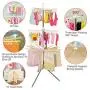 Hershii Foldable Clothes Drying Rack Standing Garment Hanger 3-Tier with 48 Clips and 16 Towels Bars Space Saver for Baby Socks, Saliva Towels, Bibs, Underwear, Gloves, Scarves, Diapers
