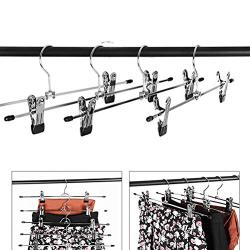 10PCS Clothes Hangers Stainelss Steel Rubber Grip Coat Hangers Skirt Hangers Pants Hangers for House Organizer