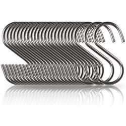 Annaklin S Hooks 24 Pack Stainless Steel S Shaped Hook for Hanging in Kitchen, Bathroom, Bedroom, Office, Workshop, Garden, Small 2-3/16''