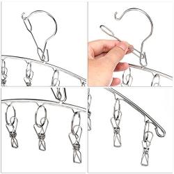 Kglobal 2 Sets Stainless Steel Laundry Drying Hanger with 8 Clips For Drying Towels, Diapers, Baby Clothes,Underwear, Socks Gloves-Gabbay