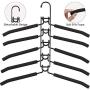 PUPOUSE Hangers Space Saving, 5 in 1 Non-Slip Metal Magic Clothes Hanger Wide Shoulder Multifunctional Adult Clothes Rack for Household Space Saver, Coat Suit Jacket Sweater Skirt Shirt Pants