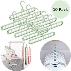 Music Dream Space Saving Hangers-Magic Cascading Hangers-Multifunctional Closet Clothes Hanger Organizer 10Pack Green