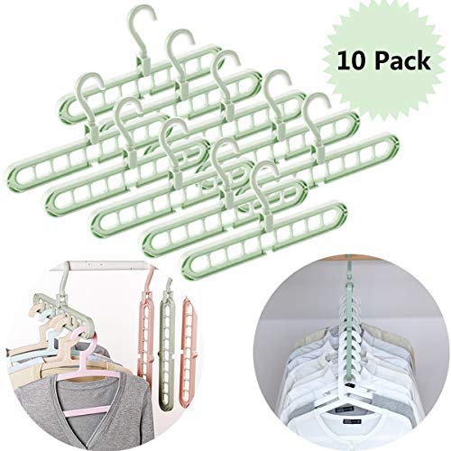 Music Dream Space Saving Hangers-Magic Cascading Hangers-Multifunctional Closet Clothes Hanger Organizer 10Pack Green