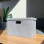 OZEL Mall 1 Collapsible Fabric Containers, Cloth Baskets, Shelf Storage Bin, Closet Organizer Box, with Lid and Handle, 15.5&quotx10.8&quotx9.8", Light Grey (1