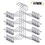 IEOKE Pants Hangers, Trousers Skirt Hangers with Clips, 4 Tier Metal Hangers for Heavy Duty Ultra Thin Space Saving - 4 Pack