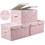Prandom Large Stackable Storage Bins with Lids Fabric Decorative Storage Boxes Cubes Organizer Containers Baskets with Cover Handles Divider for Bedroom Closet Living Room 17.3x11.8x9.8 Inch 3 Pack