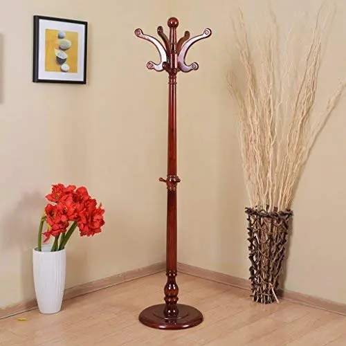 COAT RACK Solid Wood Landing Bedroom Indoor Creative Hanger Multifunction Clothes Shelves (Color : Mahogany Color) COAT RACK Solid Wood Landing Bedroom Indoor Creative Hanger Multifunction Clothes Shelves (Color : Mahogany Color)