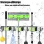 Broom Mop Holder, Upgraded Heavy Duty Stainless Steel Wall Mount Hanger Storage Systems Tools, Screws or Self Adhesive 3M Broom Organizer with 3 Racks 4 Hooks for Kitchen Bathroom Office Garden Garage