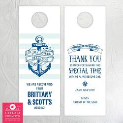 Cruise Ship Do Not Disturb Wedding Door Hangers (set of 10) Nautical Distressed Anchor