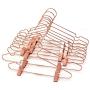 10PS 42cm Rose Copper Gold Shiny Steel Wire clothes Clips Hanger Coat Clothes Garment Hangers with Pants Bar Fit Closet Hangers