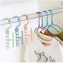 10PC Random Color Plastic 5 Circle Multilayer Windproof Clothes Hanger Organizer Fixed Holder Storage Rack Anti-Slip Buckle Hanger Decoration