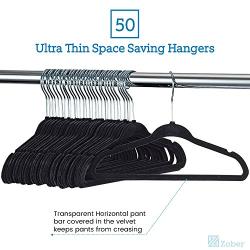 ZOBER Premium Kids Velvet Hangers (14” Inch - 50 Pack) Non Slip Junior Hangers, Ultra Slim Space Saving Childrens Hangers - 360° Swivel Hook, Strong & Durable Preteen Hangers (Medium)