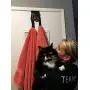 Over the Door Cat Double Hook Hanger I Perfect for Cat Lovers I Heavy Duty Iron Organizer for Hanging Towels, Clothes, Coats, Robes, Keys | Black | by Cat-Nab