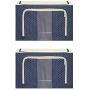 JJMG Stackable Storage Boxes Polka Dots Oxford Cloth Steel Frame Shelf Quilt Clothing Blanket Pillow Shoe Holder Container Organizer See-through Window double zipper Folding - Dark Blue (2 pack x 66L)