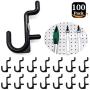 Pegboard Hooks 100-packs J Shape Peg Hooks Black Peg Hook Assortment (100)