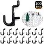 Pegboard Hooks 100-packs J Shape Peg Hooks Black Peg Hook Assortment (100)