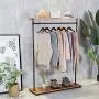 HANS CAO Heavy Iron Wood Clothes Rack, Garment Hanger, Floor Display Stand with Storage Shelf, Shoe Bag Display Rack, Retail Display Clothing Racks with Shelves HANS CAO Heavy Iron Wood Clothes Rack, Garment Hanger, Floor Display Stand with Storage Shelf, Shoe Bag Display Rack, Retail Display Clothing Racks with Shelves