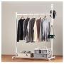 Angels home Simple Metal Coat Rack White Floor Clothes Rack Bedroom Mobile Modern Hanger Multi-Function Single Pole Assembly Floor Hanger