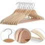 Freitec Solid Wood Cloth Hangers with Non Slip Bar Notched Shoulder and 360 Degree Swivel Hook, Set of 10 Freitec Solid Wood Cloth Hangers with Non Slip Bar Notched Shoulder and 360 Degree Swivel Hook, Set of 10