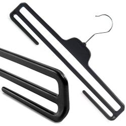 HANGERWORLD 30 Black 14inch Strong Plastic Coat Clothes Garment Pants Jeans Bar Hanger with Metal Hook