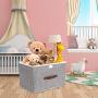 TYEERDEC Foldable Storage Bins 2 Pack Storage Boxes with Lids and Handles Storage Baskets in Cotton and Linen Storage Organizers for Toys, Shelves, Clothes, Papers and Books etc. (Gray)