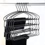 BESTOOL Hangers - Heavy Duty Pant Hangers - Non Slip Space Saving Trouser Hanger Wire Stainless Steel Flocked Hangers for Men Women and Kids Clothes - 4 Tier Laundry Closet Hanger (6 Pack)