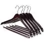 Nature Smile Contoured Wooden Hangers Sturdy Wood Suit Coat Hangers with Locking Bar Chrome Hook Pack of 5 (Walnut) Nature Smile Contoured Wooden Hangers Sturdy Wood Suit Coat Hangers with Locking Bar Chrome Hook Pack of 5 (Walnut)