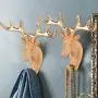 SOPRETY Animal Shaped Coat Hooks Elephant Deer Head Hooks 2pcs Wall Mounted Creative Hanger Decoration 3D Wall Hooks for Keys, Bags, Clothes, Towel, Living Room, Bedroom, Bathroom, Wood Grain SOPRETY Animal Shaped Coat Hooks Elephant Deer Head Hooks 2pcs Wall Mounted Creative Hanger Decoration 3D Wall Hooks for Keys, Bags, Clothes, Towel, Living Room, Bedroom, Bathroom, Wood Grain