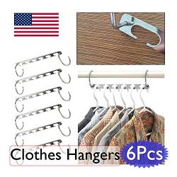 6X Space Saver Saving Wonder Metal Magic Hanger Clothes Closet Organize Hook US