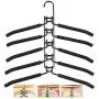 LOHOME Clothes Hangers - 5 in 1 Multilayer Anti-slip Clothes Rack Metal Wardrobe Storage Rack Multifunctional Adult Clothes Rack for Household Space Saver (Black)