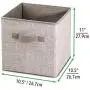 mDesign Soft Fabric Closet Storage Organizer Bin Boxes - Front Handle, for Cube Furniture Shelving Units Bedroom, Nursery, Toy Room - Textured Print - Small, 2 Pack - Linen/Tan mDesign Soft Fabric Closet Storage Organizer Bin Boxes - Front Handle, for Cube Furniture Shelving Units Bedroom, Nursery, Toy Room - Textured Print - Small, 2 Pack - Linen/Tan
